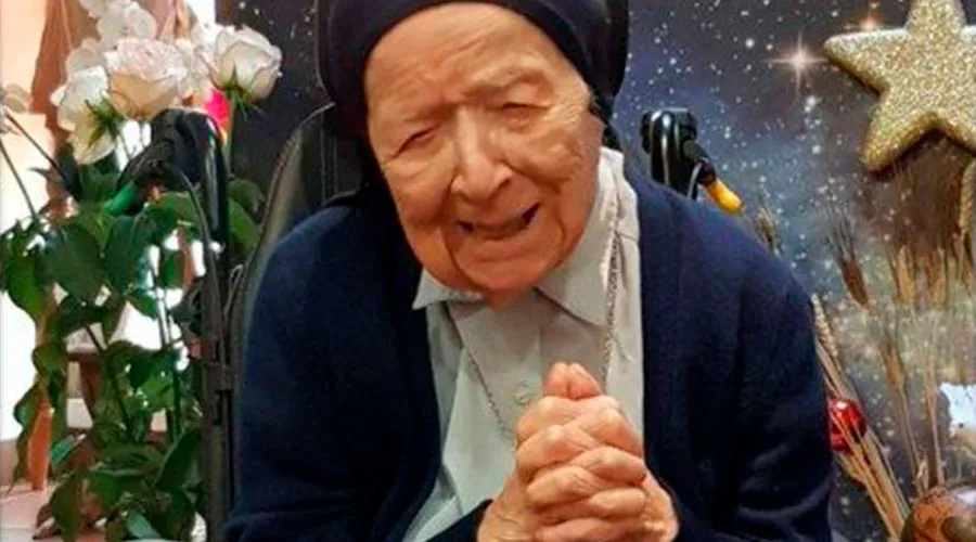 Sor André Randon, la persona más anciana de Europa y la segunda del mundo. Crédito: Vatican News.