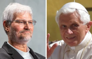 Mons. Evaristo Spengler. Cru00e9dito: Daniel Ibu00e1u00f1ez / ACI Prensa. Papa Emu00e9rito Benedicto XVI. Cru00e9dito: Alan Holdren / ACI Prensa 