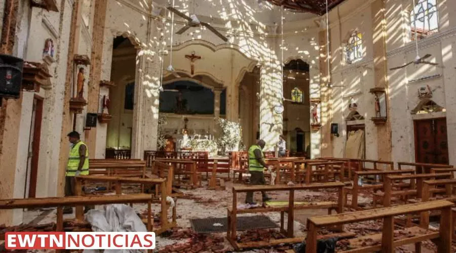 Iglesia de San Antonio en Sri Lanka luego de los atentados. Crédito: Captura EWTN Noticias