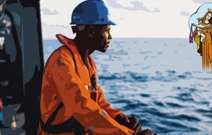 Detalle del cartel del Du00eda de las Gentes del Mar de 2023. Cru00e9dito: Conferencia Episcopal Espau00f1ola 