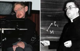 Stephen Hawking / P. Georges Lemaitre. Fotos: Dominio público / Wikipedia. 