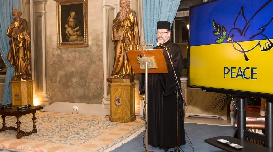  Sviatoslav Shevchuk durante la conferencia en Roma. Crédito: Secretaría en Roma del Arzobispo ?w=200&h=150
