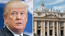 Presidente de los Estados Unidos, Donald Trump, y la fachada de la Basílica de San Pedro en el Vaticano 