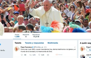 Cuenta en espau00f1ol del Papa en Twitter. 