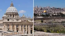 La Basílica de San Pedro y una vista de Jerusalén. Fotos: Daniel Ibáñez / ACI Prensa