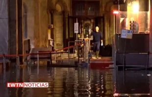 La Basu00edlica de San Marcos inundada. Cru00e9dito: EWTN Noticias 