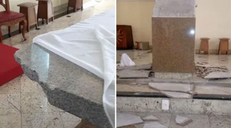 Hombre destruye con un mazo altar de iglesia dedicada a la Virgen de Fátima