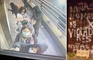 Actos vandu00e1licos contra la sede de la Conferencia Episcopal Bolivia (27/10/21) / Cru00e9dito: ACI Prensa 