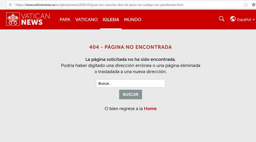 Sitio web eliminado. Crédito: Captura de pantalla / Vatican News.?w=200&h=150