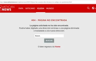 Sitio web eliminado. Cru00e9dito: Captura de pantalla / Vatican News. 