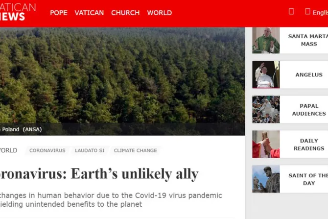 Sitio web del Vaticano borra artículo sobre beneficios ecológicos del coronavirus