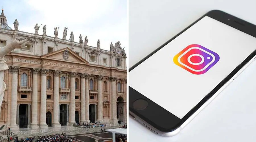 El Vaticano y logo de Instagram. Foto: ACI Prensa / Unsplash