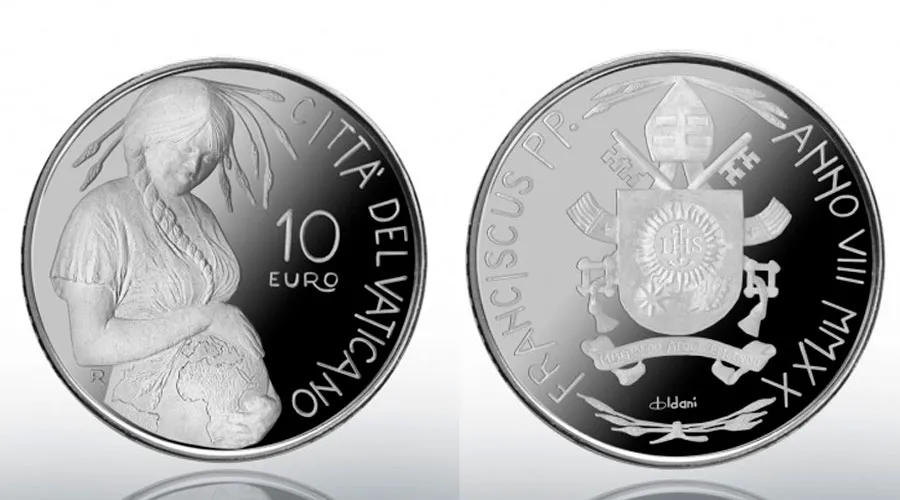 Moneda de plata que se pondrá a la venta el 16 de octubre / Crédito: Sitio Web de la Oficina Filatélica y Numismática del Vaticano