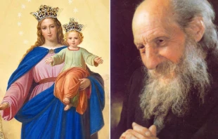 Maru00eda Auxiliadora y el venerable P. Carlos Crespi. Cru00e9dito: ANS 