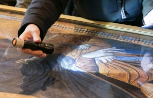 Detalle del u00edcono Salus Populi Romani. Foto: Oficina de Prensa de la Santa Sede 