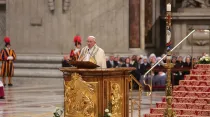 Papa Francisco en la celebración de Vísperas hoy. Foto: Elise Harris / ACI Prensa.