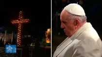 El Papa Francisco en el Vía Crucis en el Coliseo Romano en Viernes Santo. Captura Youtube Vatican Media