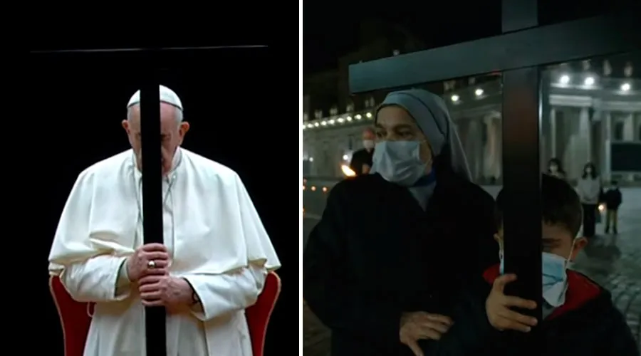 El Papa Francisco y los niños en el Vía Crucis. Crédito: Captura de video Youtube Vatican News