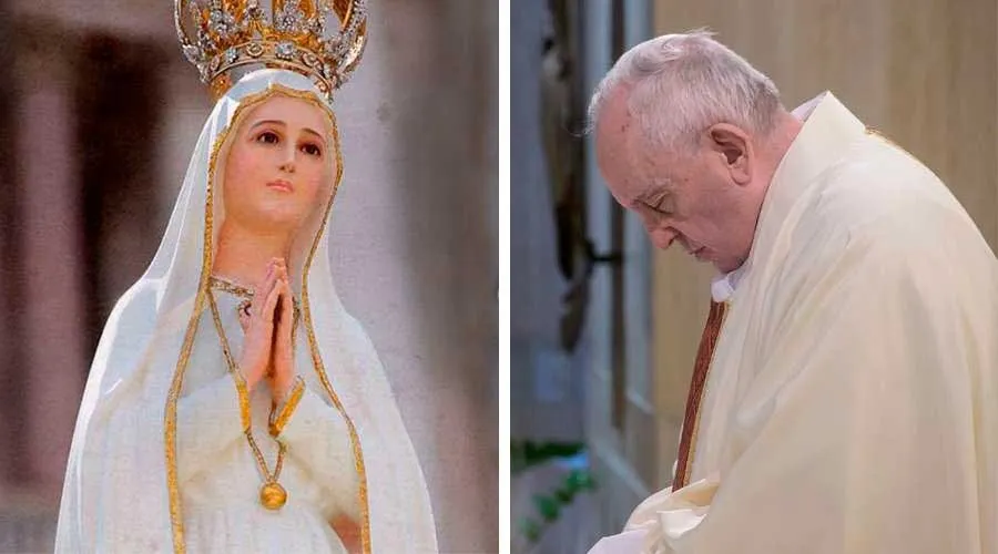 La Virgen de Fátima y el Papa Francisco. Créditos: Daniel Ibáñez (ACI) - Vatican Media