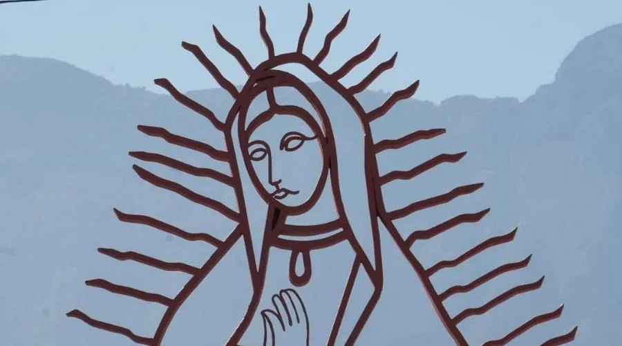 Imagen de la Virgen de Guadalupe encontrada en el lecho del río Santa Catarina, en Monterrey. Crédito: Pastoral Siglo XXI.