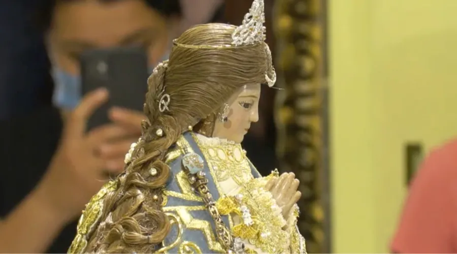 Imagen original de la Virgen de San Juan de Los Lagos durante la Misa de la Solemnidad de la Asunción, el 15 de agosto de 2022. Crédito: Diócesis de San Juan de Los Lagos.