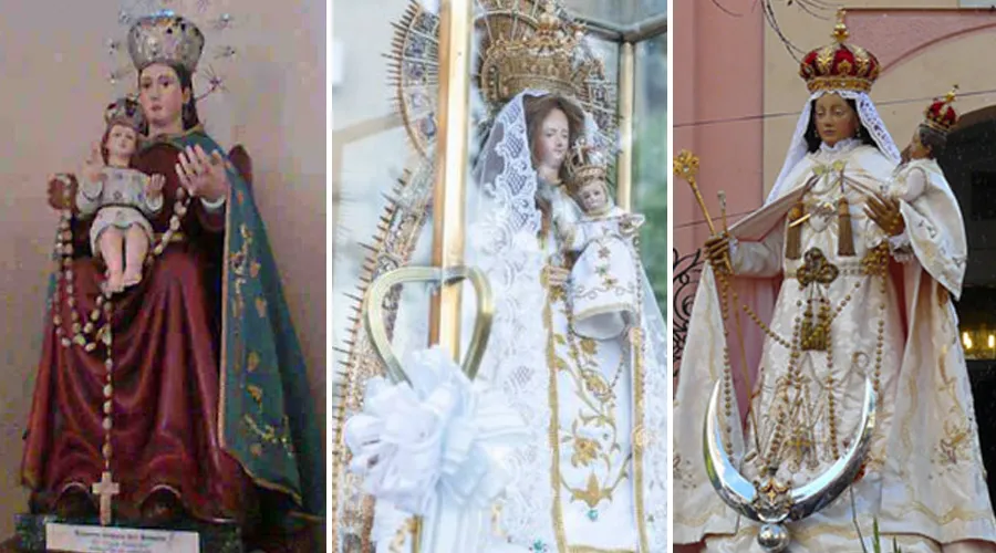 Virgen del Rosario de Cafayate, Rosario y Córdoba. Crédito: Prelatura de Cafayate, Arquidiócesis de Rosario, Arquidiócesis de Córdoba.