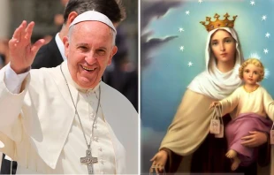 El Papa Francisco y la Virgen del Carmen. Foto Papa Francisco, Daniel Ibu00e1u00f1ez  