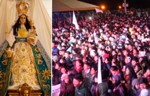 Virgen de Chapi. Cru00e9dito: Wikipedia / Ju00f3venes en el Santuario de la Virgen de Chapi. Cru00e9dito: Arzobispado de Arequipa 