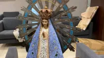 Virgen de Luján que acompañó a soldados en las Malvinas. Crédito: Obispado Castrense de Argentina.