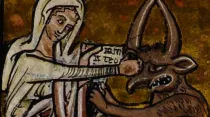 Virgen golpeando al Demonio - Ilustración de William de Brailes Siglo XIII / Foto: Dominio Público