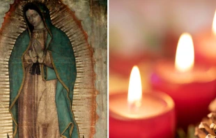 Virgen de Guadalupe / velas de la corona de Adviento. Cru00e9dito: Dominio pu00fablico 
