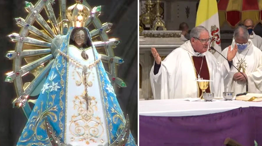 Imagen de la Virgen de Luján y Mons. Ojea en la Misa de hoy. Crédito: Santuario de Luján?w=200&h=150