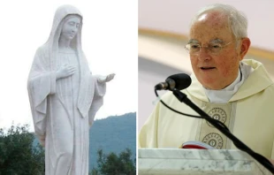 Virgen de Medjugorje / Foto: Wikipedia Beemwej (CC-BY-SA-3.0) / Mons. Henryk Hoser en la Misa del 4 de julio. Foto: Diu00f3cesis de Varsovia-Praga 