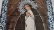 Imagen de la Virgen de la Paloma bendecida por el Cardenal Osoro y situada en la calle Paloma de Madrid (España). Crédito: Cedida Parroquia La Paloma