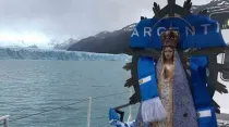 Virgen de Luján de paso por Glaciar Perito Moreno, Santa Cruz, Argentina. Crédito: Obispado Castrense de Argentina. 