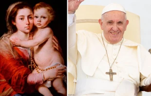 Virgen del Rosario / Papa Francisco. Foto: Daniel Ibu00e1u00f1ez (ACI Prensa) 