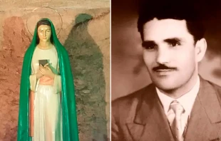 Virgen de la Revelaciu00f3n y Bruno Cornacchiola. Cru00e9ditos: Dominio Pu00fablico 