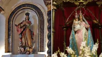 Virgen de la Asunción en la Iglesia jesuita de Calera de Tango y Virgen de la Peña
