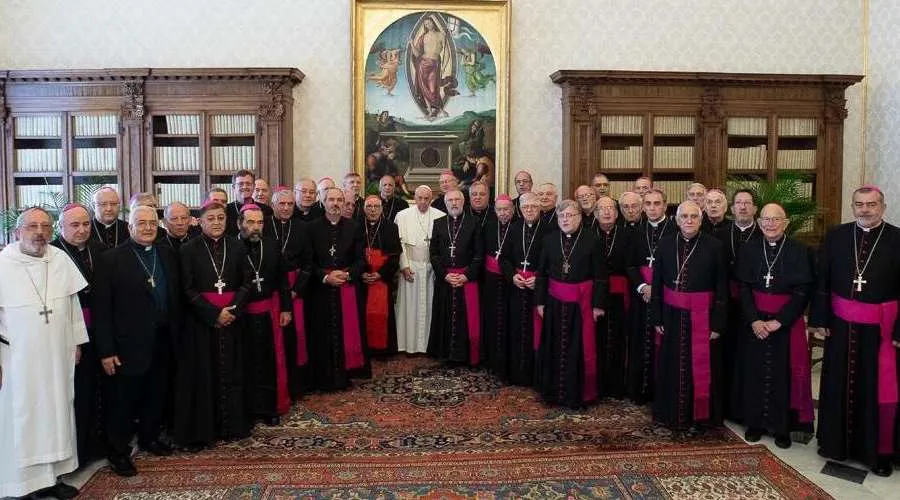 Obispos de Argentina en visita ad limina, mayo de 2019. Crédito: Vatican Media.