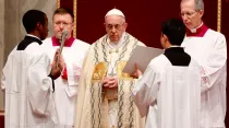 El Papa Francisco pronuncia su homilía. Foto: Daniel Ibáñez / ACI Prensa