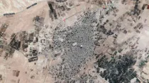 Vista aérea ciudad Al Quaryatayn en Siria. Imagen de Google Maps