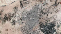 Vista au00e9rea ciudad Al Quaryatayn en Siria. Imagen de Google Maps