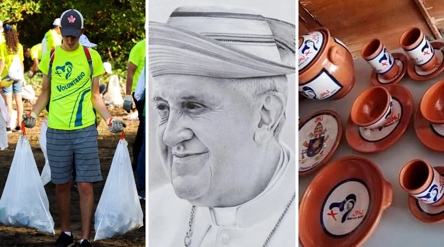 Voluntario - Foto: Flickr JMJPanama_/ Retrato Papa Francisco - Foto: Instagram hutchinsonartstudios / Vajilla panameña - Foto: Twitter JMJPanamá?w=200&h=150