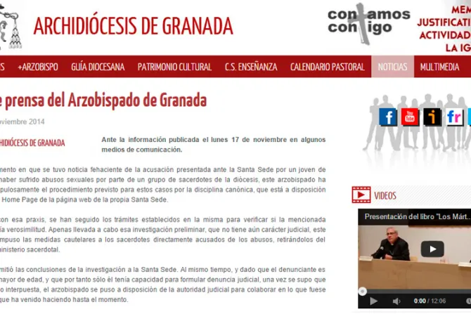 Tres sacerdotes suspendidos por presuntos abusos sexuales en Granada