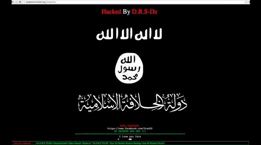 Así quedó el sitio web de iMisión tras el ataque de los simpatizantes del Estado Islámico.?w=200&h=150