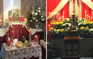 Monumentos de Jueves Santo. Izquierda: Parroquia Santa Eufemia y San Sebastián - Derecha: St Joseph Seminary Yonkers. NY. null