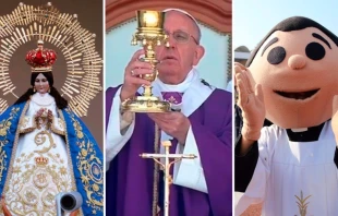 Foto : Virgen de la Salud,el Papa con el cu00e1liz y muu00f1eco seminarista / Cru00e9dito : Captura de Youtube (CTV) -  David Ramos y Alan Holdren (ACI Prensa)  Captura de Youtube (CTV) -  David Ramos y Alan Holdren (ACI Prensa)
