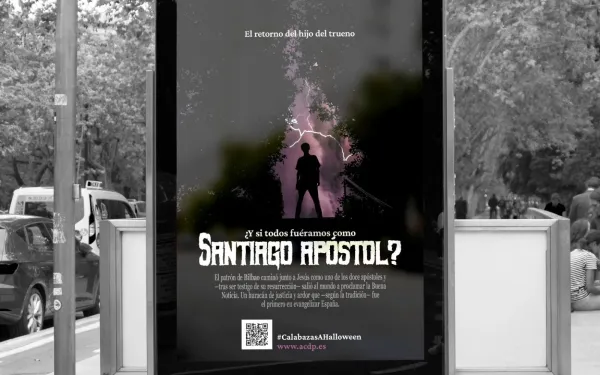 Campaña de la Asociación Católica de Propagandistas ante Halloween en Bilbao (España). Crédito: ACdP.