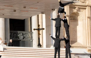 Acru00f3batas hacen espectu00e1culo para el Papa Francisco. Cru00e9dito: Daniel Ibu00e1u00f1ez/ACI Prensa 