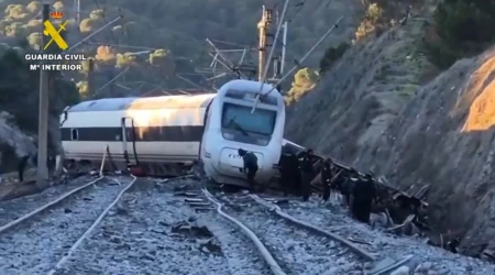 Uno de los trenes siniestrados en Adamuz (España) el 18 de enero de 2026.